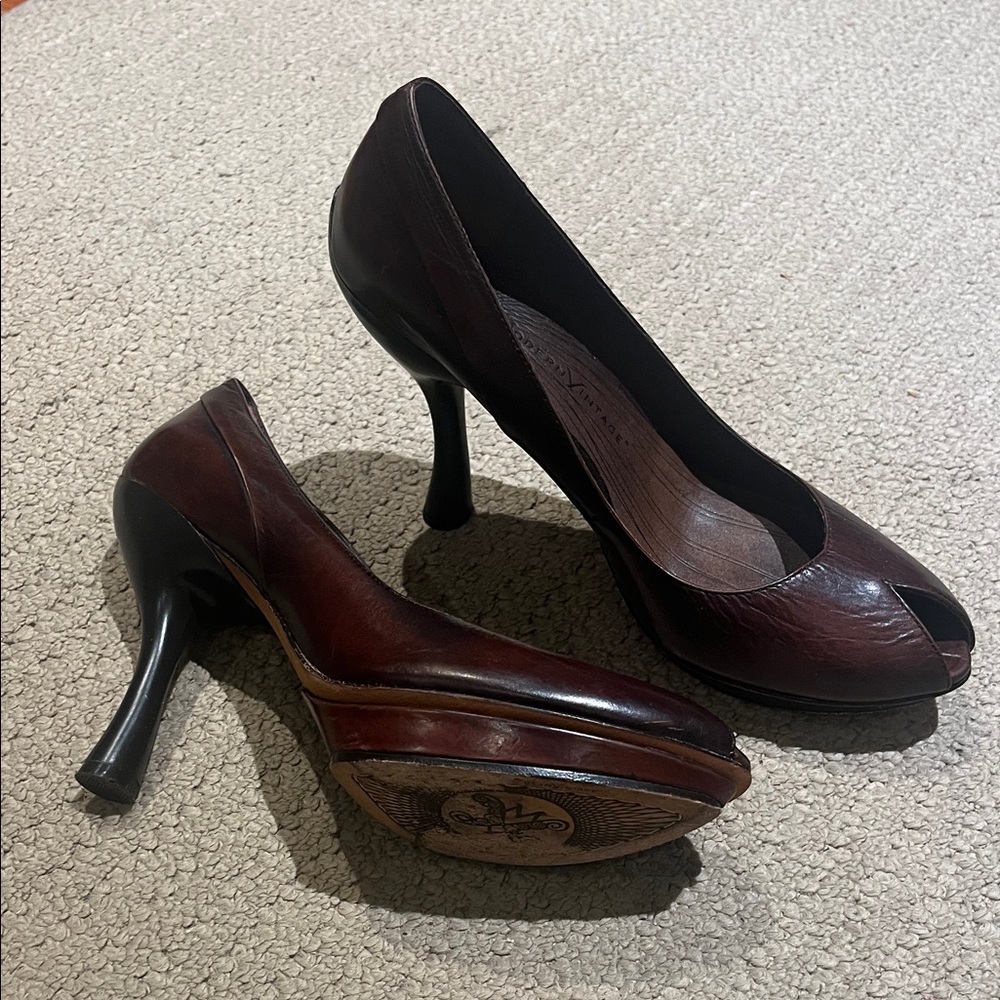 Modern Vintage Peep-Toe Heels